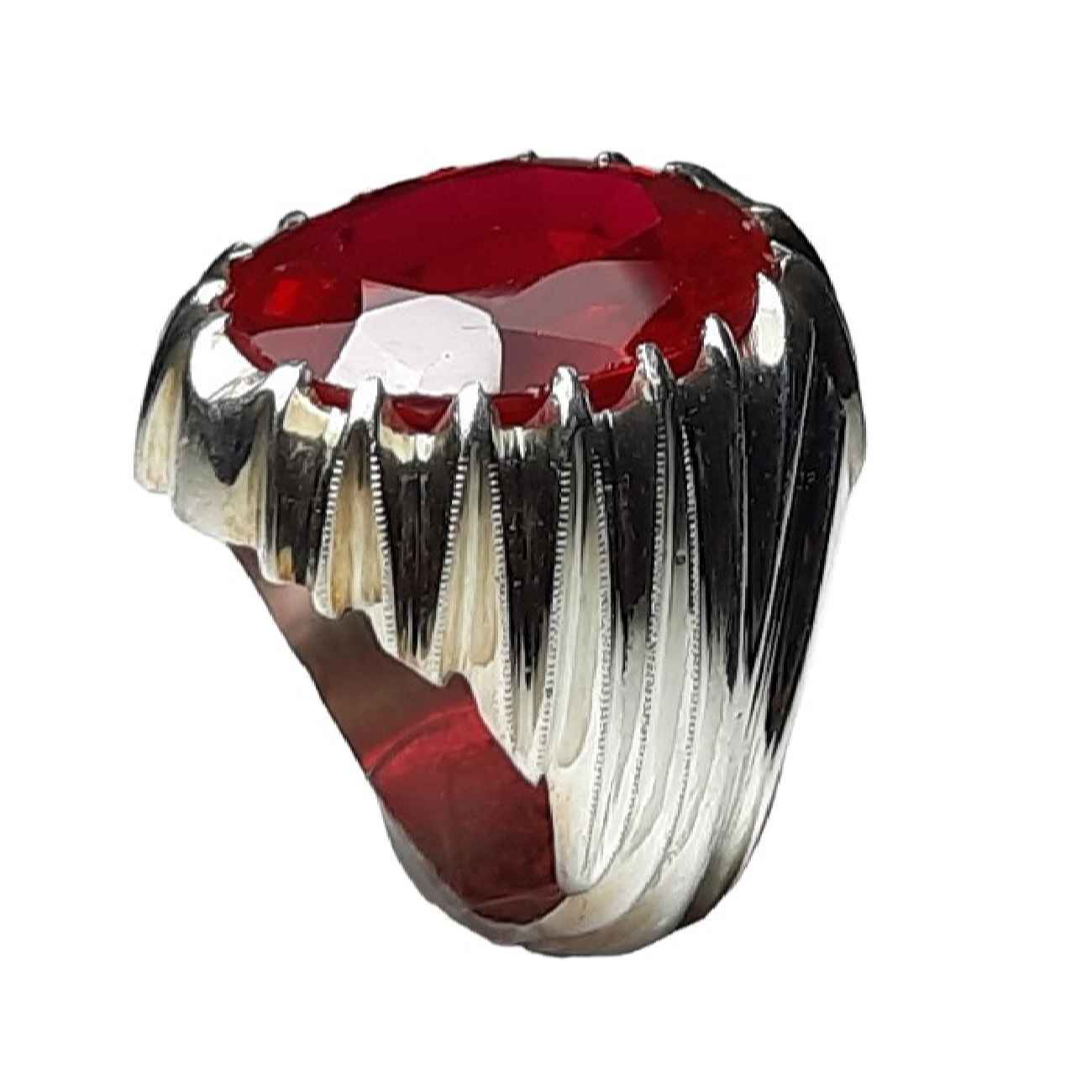 Bague en argent avec rubis persan pour hommes Pierre précieuse rouge