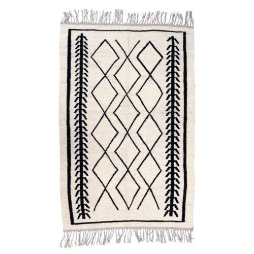Tapis Kilim en laine persan tissé à la main, authentique dans le Fars, géométrique blanc