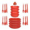 Ensemble de Vaisselle et Couverts Portable pour Camping - 4 Personnes