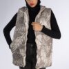 Veste matelassée pour femmes sans manches avec fermeture éclair et design de feuilles