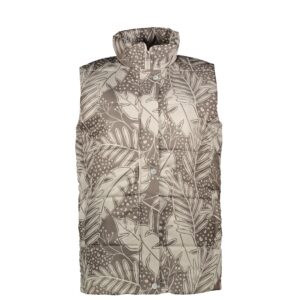 Veste matelassée pour femmes sans manches avec fermeture éclair et design de feuilles