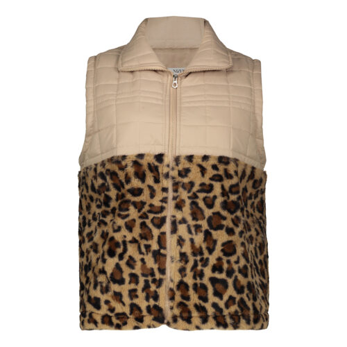 Veste matelassée pour femmes sans manches avec design de léopard