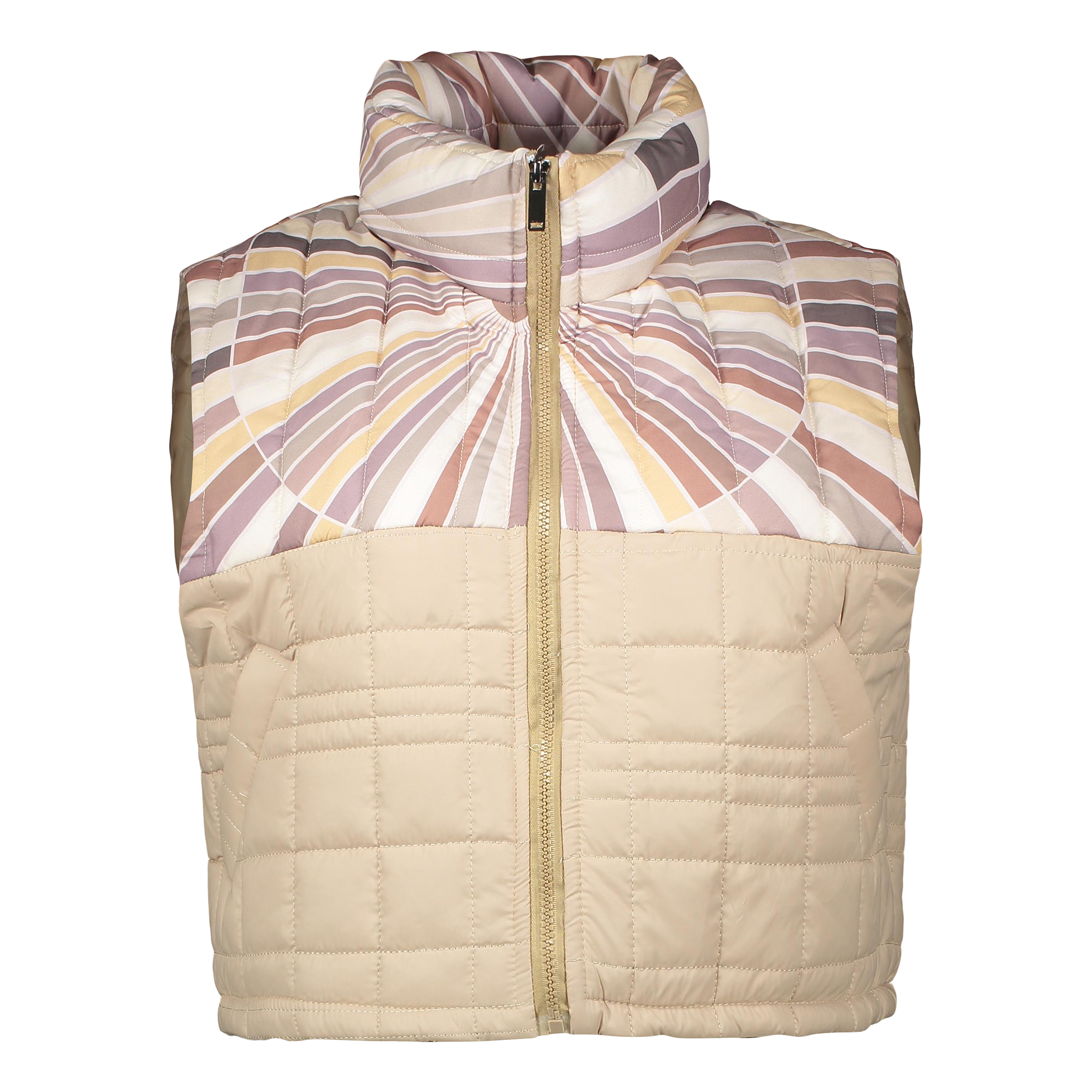 Veste matelassée pour femmes sans manches avec design rayé