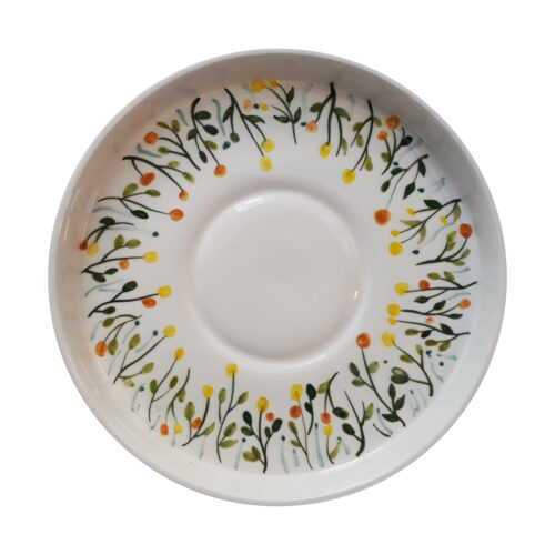 Plateau de Service en Céramique Artistique Peint à la Main avec Design Floral