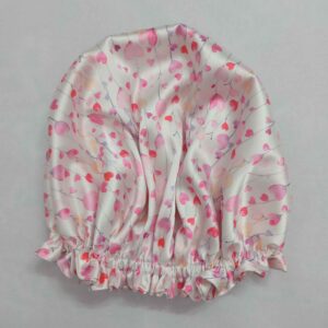 Bonnet de nuit en satin de soie, design cœur