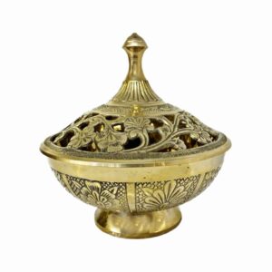 Bol à sucre en laiton vintage avec design de couvercle délicat