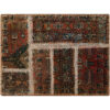 Tapis Persan Vintage Patchwork Noué à la Main Marron
