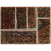 Tapis Persan Vintage Patchwork Noué à la Main Marron
