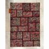 Tapis Persan Vintage Patchwork Noué à la Main Géométrique Rouge