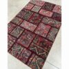 Tapis Persan Vintage Patchwork Noué à la Main Géométrique Rouge