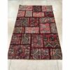 Tapis Persan Vintage Patchwork Noué à la Main Géométrique Rouge