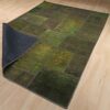 Tapis Persan Vintage Patchwork Noué à la Main Vert Sauge