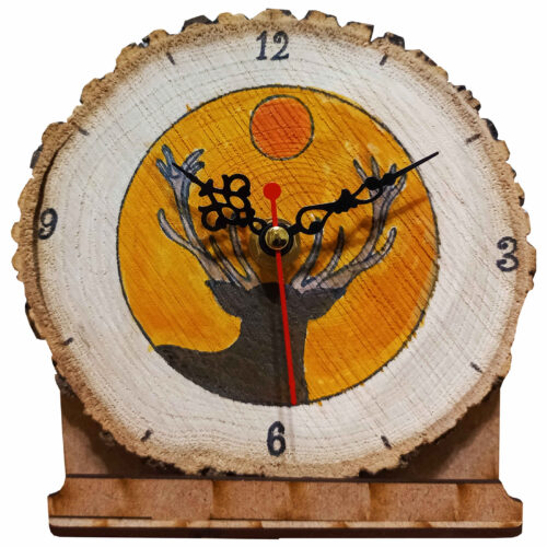 Horloge de Bureau en Bois – Motif Cerf