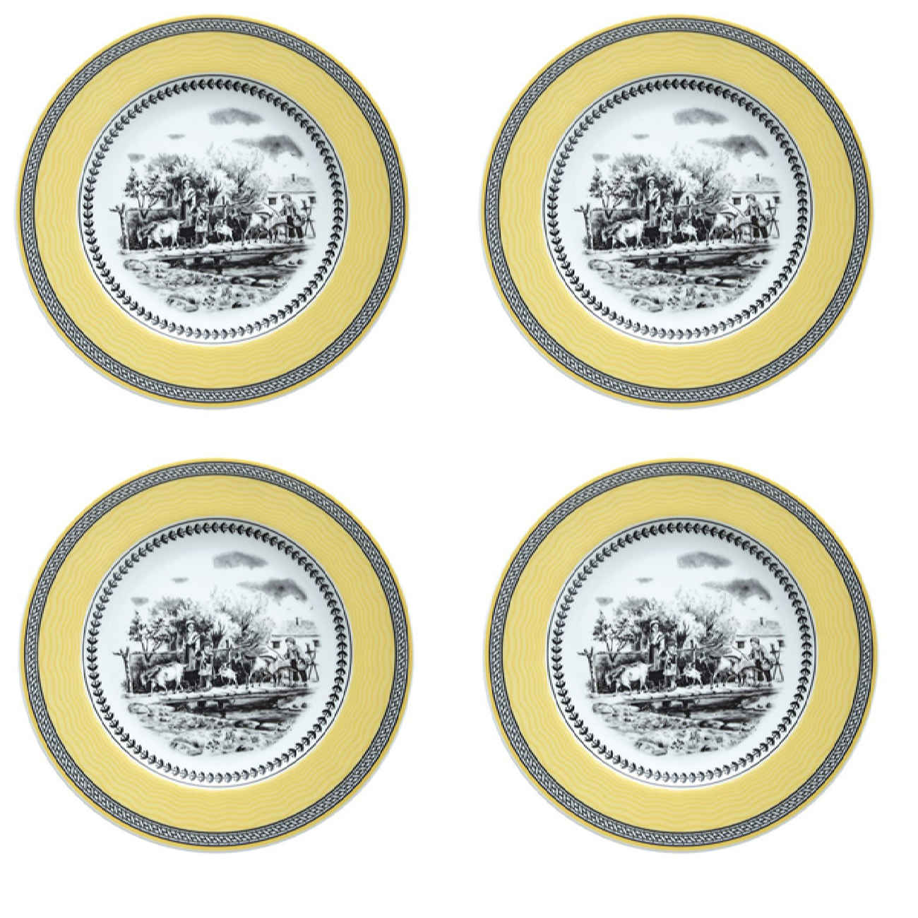 Service d'assiettes à dessert en porcelaine Zariniran - Design Village Lot de 4