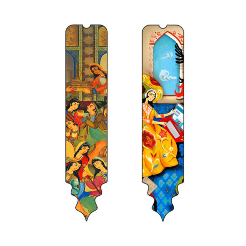 Marque-pages en bois artistique – Art miniature persan – Lot de 2