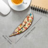 Marque-pages en bois artistique inspirés du style persan – Motif plume – Lot de 2