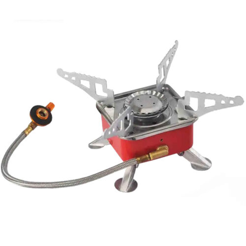 Réchaud à Gaz Camping – Avec Bras de Support Pliables et Tuyau de Raccordement