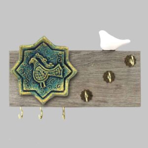 Porte-clés mural décoratif pour une maison belle et organisée avec design de carreau et Oiseau