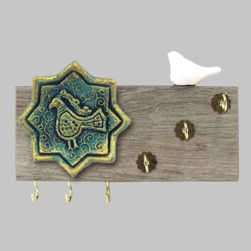Porte-clés mural décoratif pour une maison belle et organisée avec design de carreau et Oiseau