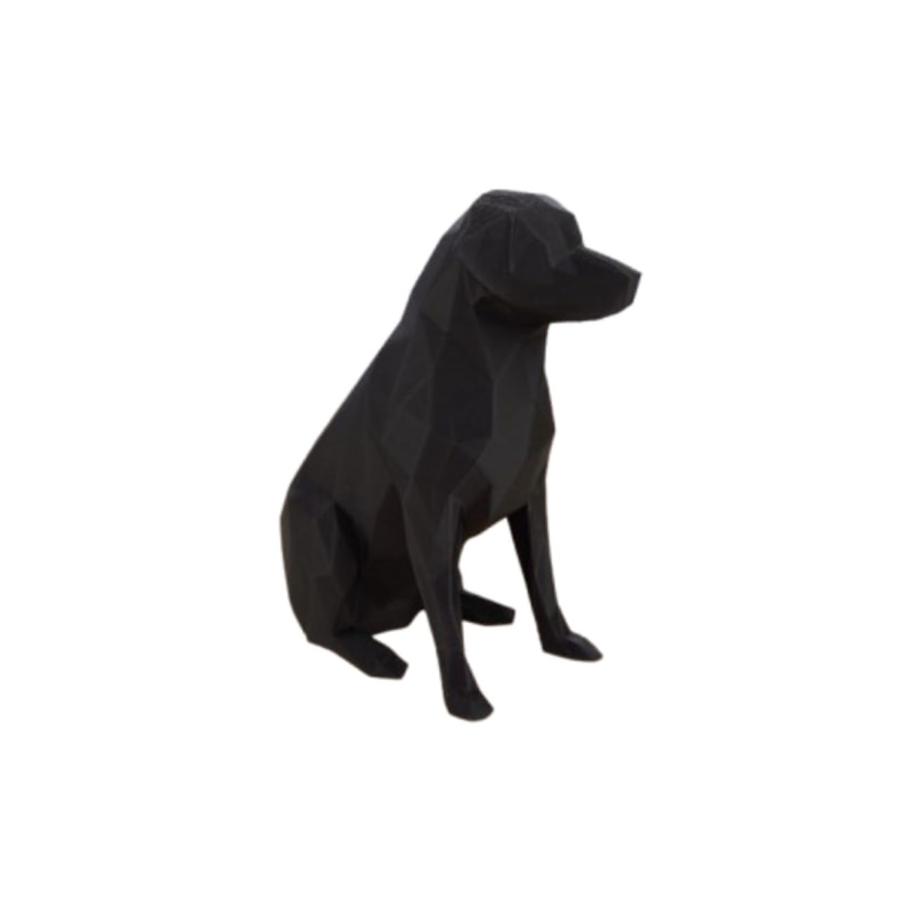 Figurine géométrique de chien assis cubisme - Sculpture cubiste moderne