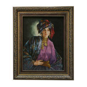 Hand-Knotted Persian Pictorial Rug in Silk – Kurdish Girl