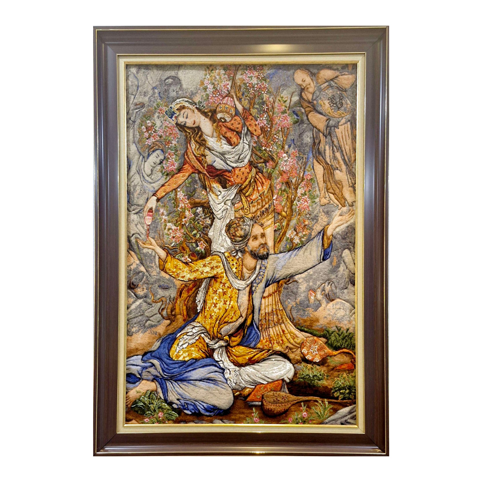 Tapis mural persan fait main de Tabriz représentant la miniature Yearning for Mercy