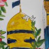 Plaque en poterie islamique faite à la main avec peinture acrylique – Décoration murale inspirée du sanctuaire de l'Imam Reza
