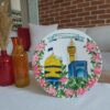 Plaque en poterie islamique faite à la main avec peinture acrylique – Décoration murale inspirée du sanctuaire de l'Imam Reza