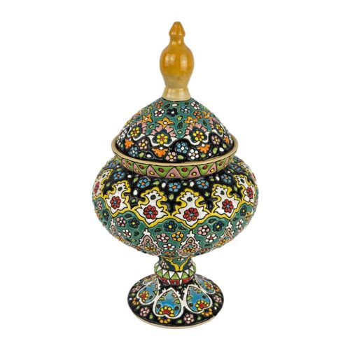 Sucrier en Poterie Persane Fait Main avec Couvercle – Minakari Émaillé