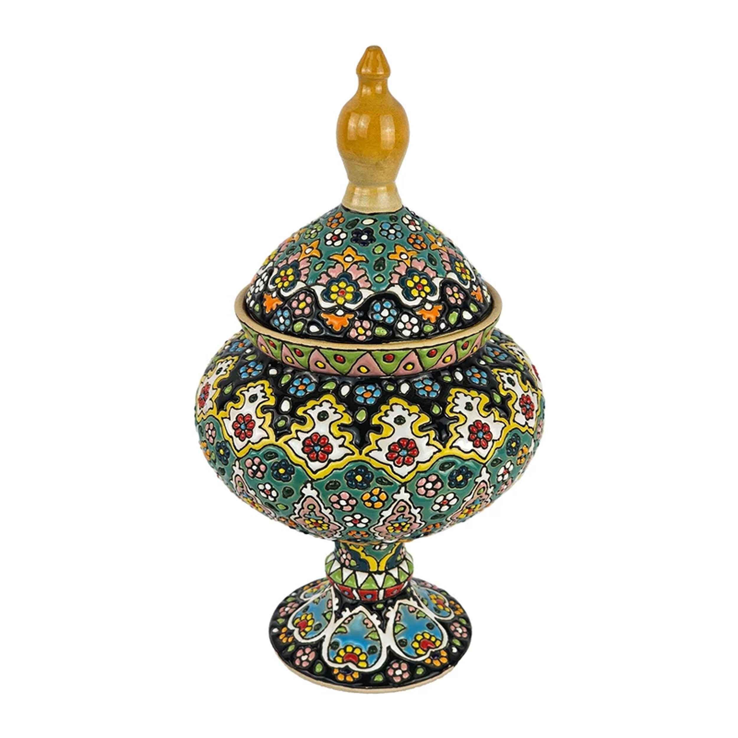 Sucrier en Poterie Persane Fait Main avec Couvercle - Minakari Émaillé