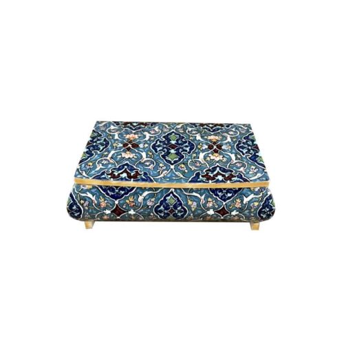 Boîte à bijoux artisanale en os de chameau avec motif géométrique