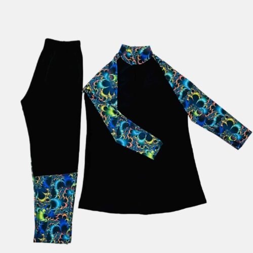 Maillot de Maillot de Bain Islamique pour Femmes avec Capuche Attachée et Leggings à Large Bande