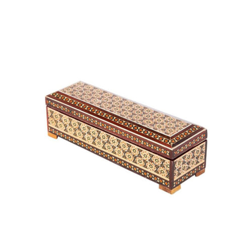 Boîte à crayons en bois persane haut de gamme avec Khatamkari fait main – Idéale pour cadeaux et décoration de bureau