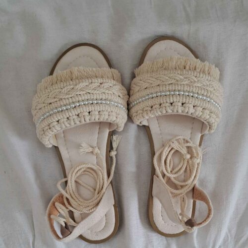 Sandales Macramé avec Design Fleur d’Oranger – Ambiance Boho et Confort
