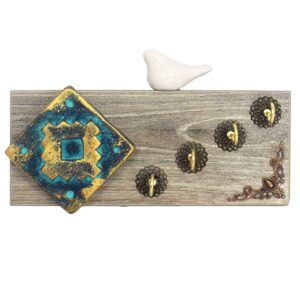 Porte-clés mural décoratif pour la décoration de votre maison avec design de carreau et Oiseau