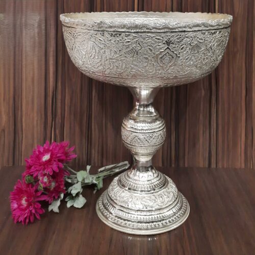 Bol décoratif en argent persan – Pièce décorative unique faite à la main