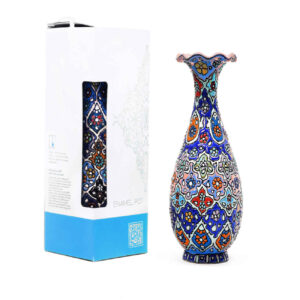 Vase décoratif persan en poterie Minakari fait main avec design complexe