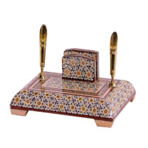 Porte-stylo en bois persan fait main – Accessoire de bureau personnalisable et organisateur de bureau