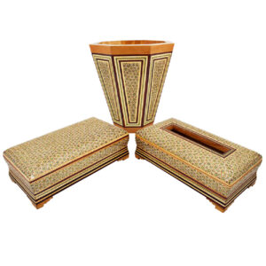 Corbeille et boîte à mouchoirs Khatamkari – Décoration artisanale pour les espaces de vie