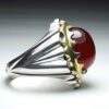 Bague en argent pour homme avec Agate rouge du Khorassan