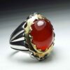 Bague en argent pour homme avec Agate rouge du Khorassan