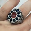 Bague en argent pour homme avec Agate et pierre saphir – Bijoux uniques