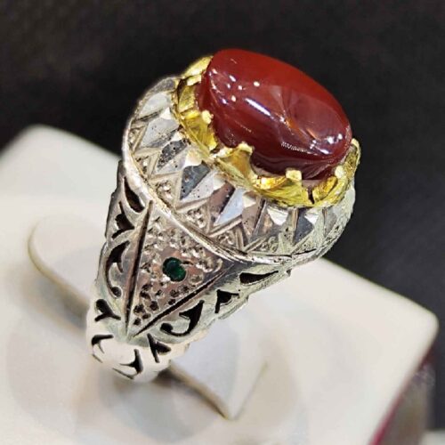 Bague en argent pour homme avec pierre Agate et Agate du Yémen