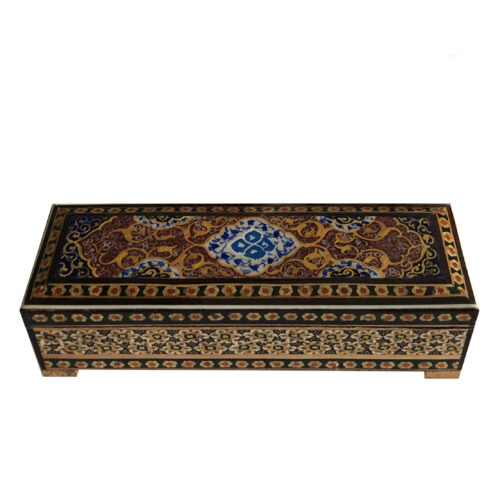 Boîte à crayons en bois persane avec Khatamkari fait main pour les amateurs d’art persan