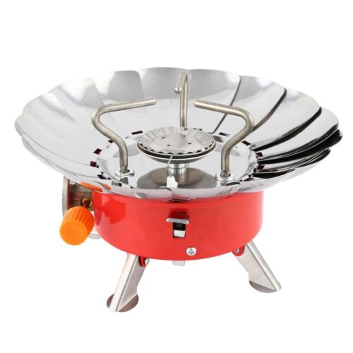 Réchaud à Gaz Camping Résistant au Vent – Avec Bouclier Thermique