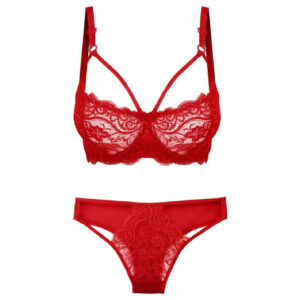 Ensemble soutien-gorge et culotte en dentelle rouge – Audacieux et beau – Lingerie romantique
