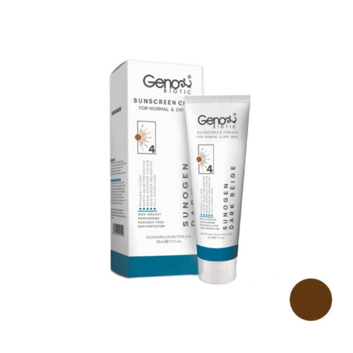 Crème Solaire pour Peaux Sèches et Normales – Couleur Beige Foncé – Geno Biotic SPF50 Teintée (Lot de 2)