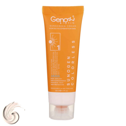 Crème Solaire pour Peaux Grasses et Mixtes – Geno Biotic SPF50 Incolore et Hydratante (Lot de 2)
