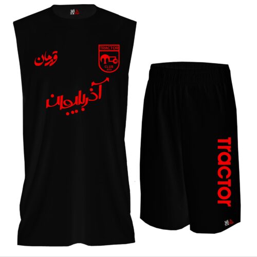 Maillot et Short Tractor en Noir – Kit de Football pour les Fans