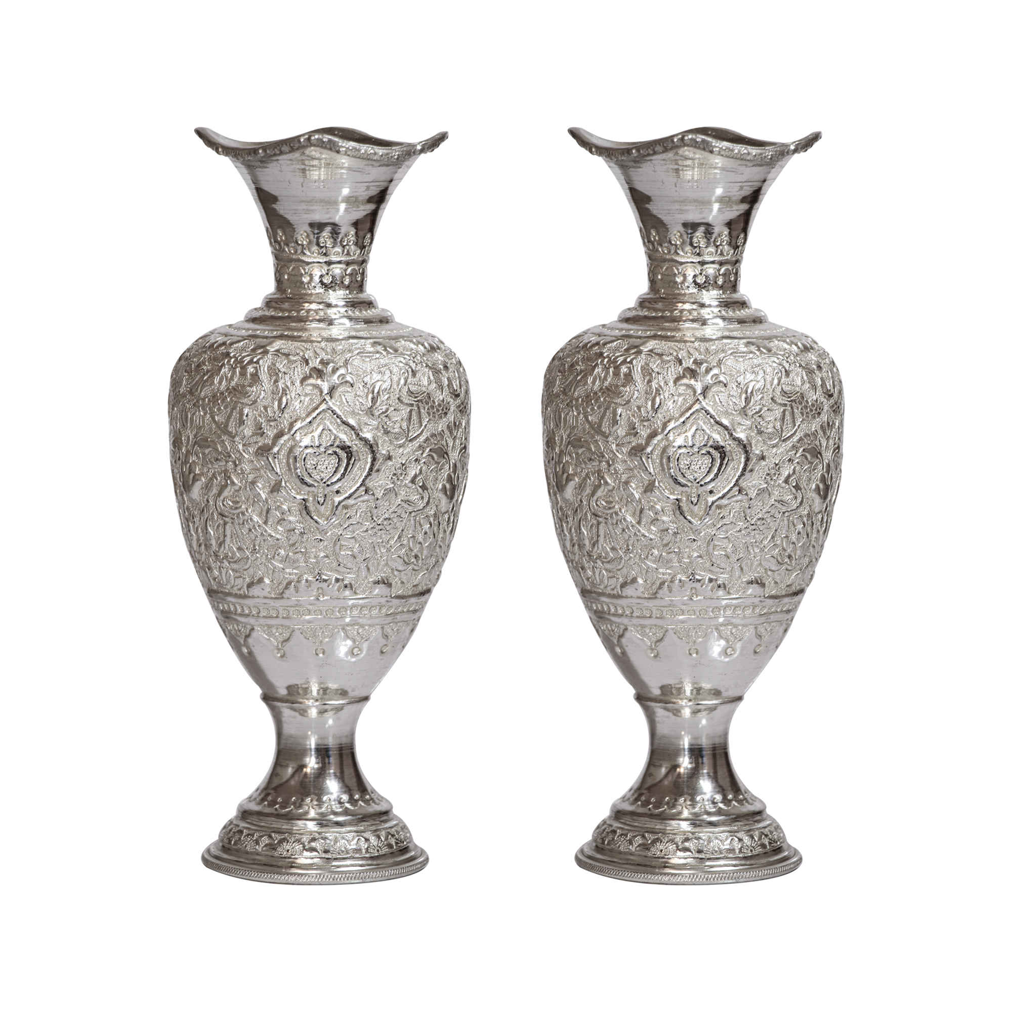 Vase en laiton fait main avec design grenade Set de 2